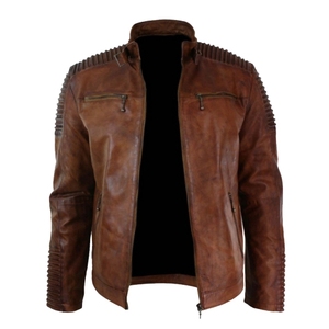 Wholesale Men Genuine Premium Leather Slim Fit Biker Style Winter Fashion Motorcycle <b>Jacket</b> Windproof <b>Waterproof</b> Sheep Stand - Product Image 4