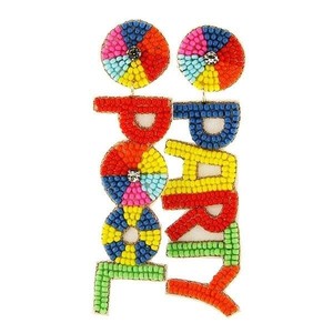 Pendientes de cuentas de semillas de fiesta en la piscina-Pendientes de declaración de verano hechos a mano con cuentas de la India pendientes hechos a mano para mujeres y niñas - Product Image 1