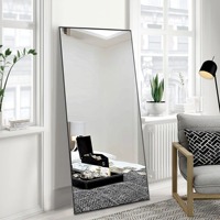Grand miroir mural carré en métal doré style Art Déco, miroir sur pied pleine longueur, miroir de chambre à coucher, miroir de dressing, décoration de mariage et de maison