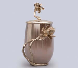 ขวดโลหะและที่เก็บแก้วฝาปิดดอกบัวสีทองหรูหราสำหรับตกแต่งบ้านที่หรูหราเน้นการตกแต่ง - Product Image 5