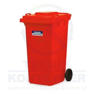 Conteneur de déchets en plastique rouge de luxe écologique du fabricant turc 240L poubelle debout extérieure de haute qualité - Product Image 2