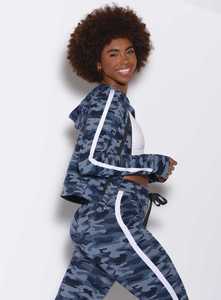 Vente en gros de sweat à capuche signature pour femmes camouflage bleu vif personnalisé sweats à capuche respirants anti-rides pour femme sweat à capuche zippé pour entraînement de gymnastique - Product Image 4
