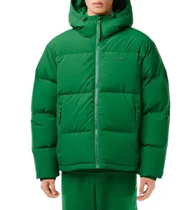 Özel Logo ayrılabilir kapşonlu yastıklı mont aşağı kış adam kabarcık erkekler yeşil ceket balon ceket