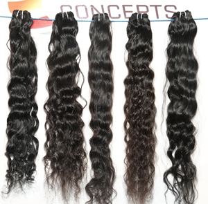 Ninguno Mechones ondulados procesados químicamente Cabello humano Color negro natural Extensiones de cabello humano indio sin procesar Temple - Product Image 2