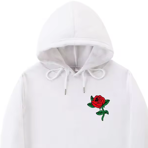 เสื้อฮู้ดปักลายกุหลาบสีขาว แบบยูนิเซ็กส์ สไตล์ลำลอง ผ้าถักนิตติ้ง คอตตอน มีกระเป๋าหน้า ลายดอกไม้ ทรงปกติ เหมาะสำหรับใส่ในฤดูใบไม้ร่วง - Product Image 6