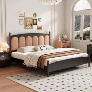 <span class=keywords><strong>Letto</strong></span> Matrimoniale in Legno Massello Stile Mid-Century Moderno, Colore Noce, Rivestimento in Velluto, con Cassetti Contenitore, per <span class=keywords><strong>Hotel</strong></span> - Product Image 3