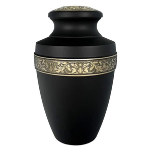 Urne funéraire en métal noir pour hommage éternel fabriqué à la main Urne commémorative en aluminium enduit Meena de qualité supérieure pour les cendres humaines - Product Image 5
