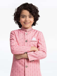 Elegante Sherwani para Niños, Traje Tradicional Pakistaní Indio para Bodas y Fiestas con Diseño Étnico Clásico en Seda - Product Image 2