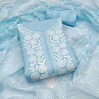 Santoon Tissu pur lourd exclusif avec 2 patchs brodés Robe de costume pakistanaise Duppata Vêtements indiens et pakistanais