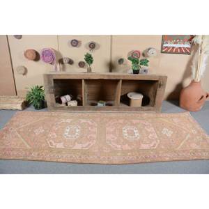 พรมตุรกีขนาดใหญ่9.3ft วินเทจสีชมพูและน้ำตาลแบบปะต่อวัสดุขนสัตว์รองรับการตกแต่งห้องวัยรุ่น - Product Image 2
