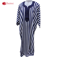 Gandoura marocaine traditionnelle rayée pour hommes, tissu lisse, Abaya Thobe, plusieurs couleurs, vente en gros, style Dubaï, robe Kaftan pour hommes