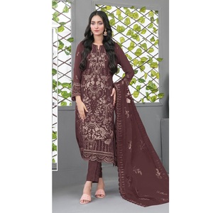 Nouvelle collection de salwar kameez pakistanais en faux georgette avec broderie lourde et travail de sequins pour les mariages et les occasions spéciales - Product Image 1