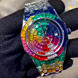 Reloj de Lujo Unisex de Alta Calidad, Estilo Hip Hop, Acero Inoxidable, Esfera de Cristal Analógica, Hecho a Mano, con Incrustaciones de Moissanita - Product Image 4