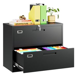 Modern 2-Drawer Metal Lateral File <b>Cabinet</b> Key <b>Lock</b> Heavy Duty -Steel Fireproof Eco-Friendly Filing for Home Bedroom Warehouse - Product Image 1