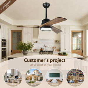 42 Inch Solid Wood <b>Ceiling</b> Fan with <b>Light</b>, APP and <b>Remote</b> <b>Control</b>, Downrod Mount Reversible Quiet DC Motor - Product Image 4