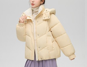 2025 hiver femmes réversible à capuche toile bouffant manteau respirant à la mode longue veste couleur unie imperméable Style court - Product Image 2