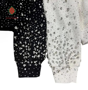 Sweat à capuche zippé en strass blanc 100% coton tricoté Sweat-shirt d'hiver de créateur Vêtement de rue de festival Veste Sweat-shirt décontracté de luxe - Product Image 3