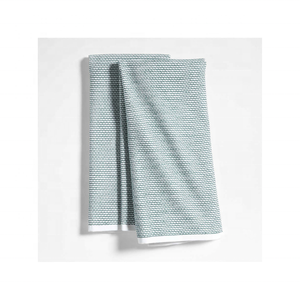 Durable 100% algodón bordado azul toallas de cocina reciclado Lino económico amigable paquete tres para uso diario de limpieza - Product Image 4