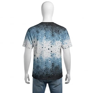 T-shirts pour hommes à col rond en coton imprimé numérique compressé, vêtements décontractés à la mode, vente en gros de vêtements, hauts - Product Image 4