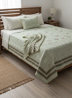 Ensemble de draps et de taies d'oreiller 100% coton |   Imprimé à la main |   Literie de luxe écologique et biologique pour toutes les saisons |   Comptage de fils 300tc |