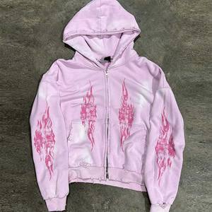 Service OEM Fabricant Personnalisé – Sweat à Capuche Zippé en Polaire Épaisse, Effet Vieilli et Délavé à l'Acide, 100% Coton, Idéal Hiver - Product Image 6