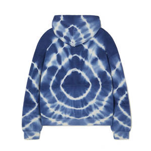 Sudaderas con capucha en espiral con tinte de corbata azul unisex, jersey de hombro caído de gran tamaño, ropa de calle, Sudadera con capucha, logotipo personalizado, lana pesada - Product Image 2