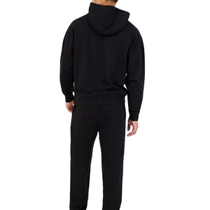 Customizable Men's High Quality Pullover Hoodie Black Tracksuit <b>Set</b> Fleece Material Winter Season <b>Plus</b> <b>Size</b> Printing Logo 2026 - Product Image 2
