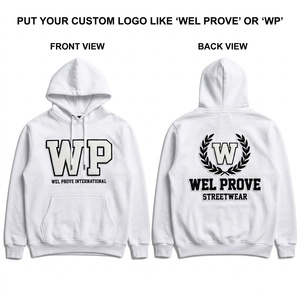 Sudadera con Capucha Premium de 350 GSM, 100% Algodón, Tejido Suave Cepillado, Blanca y Negra, con Logotipo Bordado Personalizado, Estilo Urbano Digital de Invierno - Product Image 1