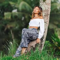 Pantalon Harem Bohème Taille Mi-Haute pour Femme, Élastique, Écologique, Respirant, Séchage Rapide, Imprimé Numérique, Style Plage Thaïlandaise, Grande Taille