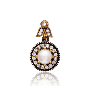 Zircon clair Design authentique avec pendentif à breloque perle turc fait à la main en gros bijoux en argent Sterling 925 - Product Image 1