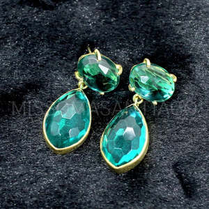 Pendientes de puño fino de piedras preciosas de apatita verde al por mayor - Product Image 4