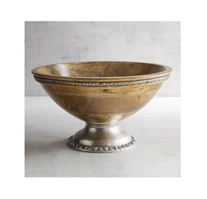 Bol à chocolat en bois de conception fantastique avec support en aluminium bol à dessert de collations de forme ronde avec support en vrac - Product Image 1