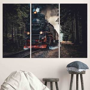 Lienzo Impreso: Vista de Tren en 3D para Decoración de Casa de Campo, JUEGO DE 3 LIENZOS - Product Image 1