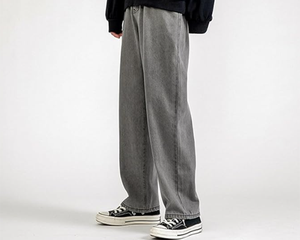 Haute qualité 100% coton à la mode tissé hommes Denim jean Style décontracté personnalisé coupe ample délavé broderie saison d'été - Product Image 5