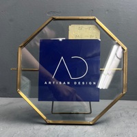 Bingkai Foto Bentuk Oktagon untuk Meja dengan Lapisan Kuningan