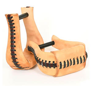 Western Saddle Bell Estribos Cuello de 3 pulgadas Aceite Premium Cuero curtido Bordes con cordones Pantalones Accesorio para montar a caballo Trail Ranch - Product Image 3