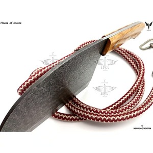 Couteau de cuisine personnalisé Damas avec manche en bois vif Gaine en cuir robuste Fait à la main Chef Cleaver DIY OEM Support - Product Image 5