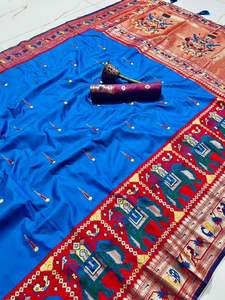 PURA SUAVE KANCHIVRAM PATOLA PETHANI SEDA ORIGINAL PURA ZARI PATOLA DISEÑO Y MINAKARI FRONTERA Y PESADO MINA ZARI TEJIDO - Product Image 4