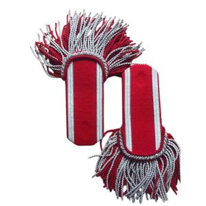 Charreteras de hombro de seda roja con flecos Marching Band Charretera - Product Image 6