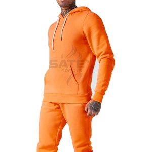 Survêtements d'entraînement décontractés respirants de haute qualité pour hommes grandes tailles, avec logo personnalisé, pour la gym, couleur unie, hiver, OEM, à capuche - Product Image 2