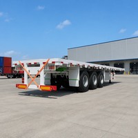 Semi-remorque à plateau plat robuste à 2, 3 ou 4 essieux, pour conteneurs de 20 pieds, 40 pieds, 80 tonnes, remorque de transport en acier