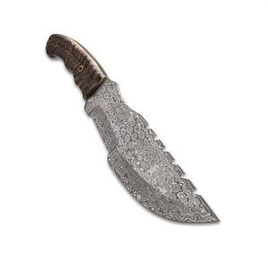 Cuchillo rastreador de acero de Damasco Ironside al por mayor hecho a mano patrón de gota de lluvia mango de Micarta Funda de cuero personalizable soporte OEM - Product Image 2