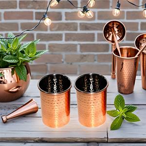 Hammered <b>Copper</b> Metal Mint Julep <b>Cup</b> Accessory Set of 2 Embossed Drinkware with Scant & Charm for Tea <b>Cups</b> & Saucers - Product Image 3