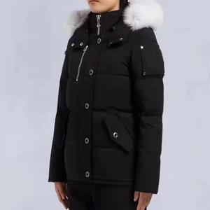 Womens <b>Down</b> Puffer Hooded Leather <b>Jacket</b> FOX Shearling Fur Trim Removable Hood Quilted Puffy Lamb Sheepskin Sporty Winter <b>Jacket</b> - Product Image 5