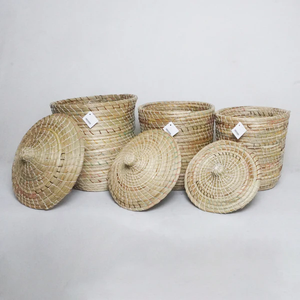 NEW PRODUCT! Tienphong Wholesale 2025 Handwoven Mendong <b>Seagrass</b> Storage <b>Basket</b> <b>with</b> <b>Lid</b> for Clothing Storage - Product Image 6