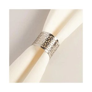 Servilletero de latón de diseñador con acabado plateado y dorado para decoración de mesa de cena de banquete de boda servilletero redondo - Product Image 2
