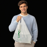 Sacs de courses en plastique HDPE biodégradable grande taille, robustes, avec poignées type gilet, logo personnalisé imprimé, pour articles de boisson et parapluies