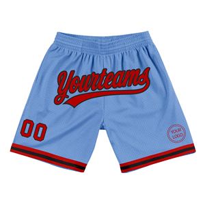 Industrie Direct Engro Sportswear Basketball <b>Shorts</b> Custom Light Blue <b>Red</b>-Black Authentic Throwback Basketball <b>Shorts</b> - Product Image 1