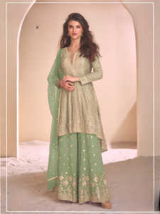 Traje de estilo pakistaní lavable bordado Georgette real para adultos - Product Image 3