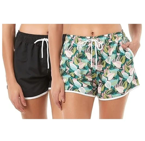Pantalones Cortos Casuales de Verano para Mujer, de Tela Suave, Poliéster/Nailon, Cintura Media, Unisex, Sólidos, Transpirables - Product Image 1